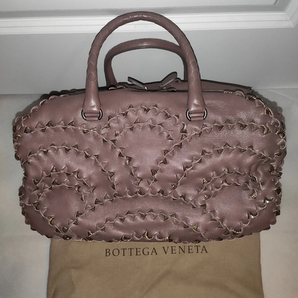 Bottega Veneta Karung Woven Mauve Bag